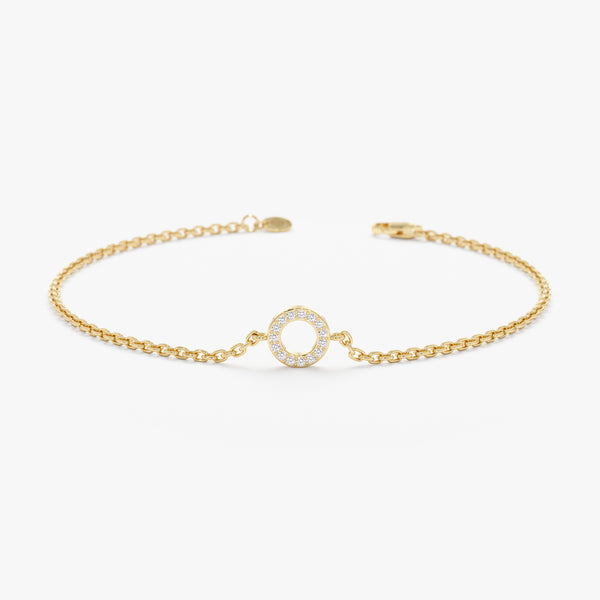 Yellow Gold Small Diamond Circle Bracelet