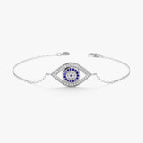 White Gold Diamond Sapphire Evil Eye Bracelet