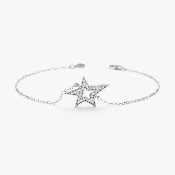 White Gold Asymmetric Diamond Star Bracelet