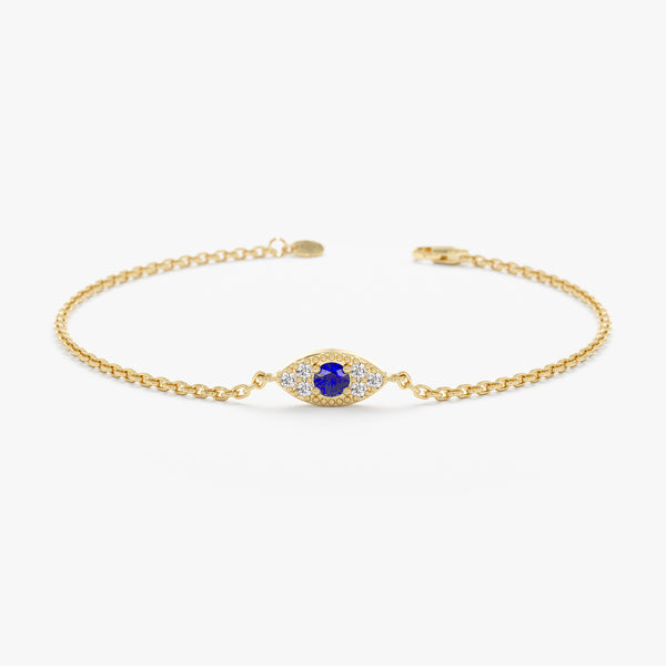 Diamond Sapphire Evil Eye Bracelet