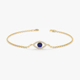Pave Diamond and Sapphire Evil Eye Bracelet
