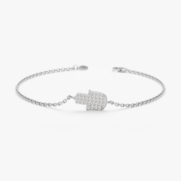 White Gold Diamond Pave Hamsa Bracelet