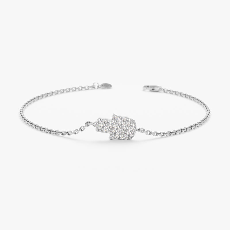 White Gold Diamond Pave Hamsa Bracelet