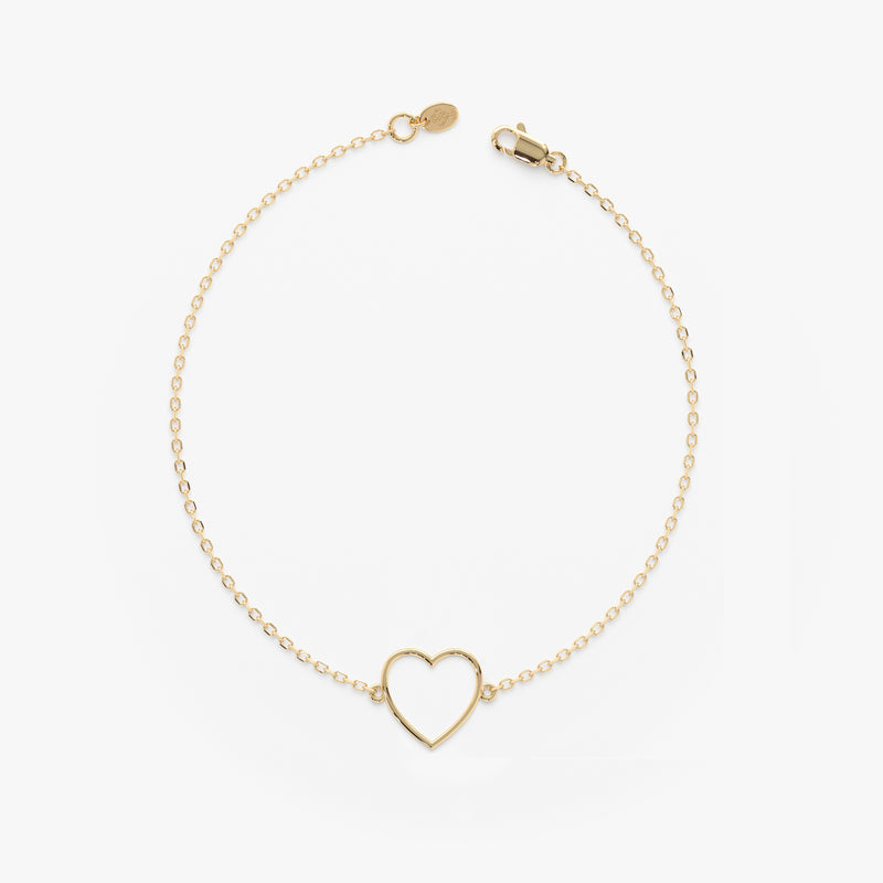 Solid Gold Open Heart Bracelet