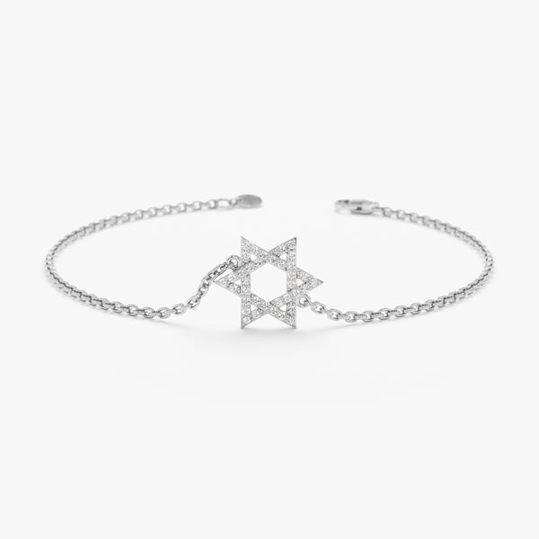 White Gold Diamond Star of David Bracelet