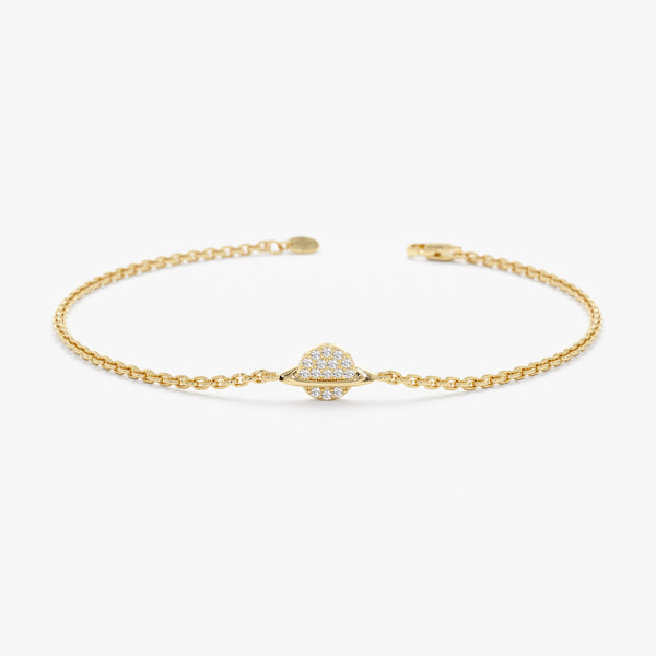Solid Gold Diamond Saturn Bracelet