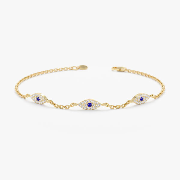 Multi Evil Eye Bracelet with Diamonds and Sapphires