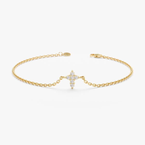 Gold Diamond Cross Bracelet