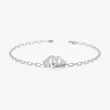 White Gold Paperclip Handcuff Bracelet