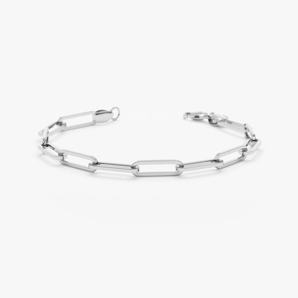 White Gold Paperclip Chain Bracelet