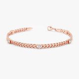 Rose Gold Multi Diamond Cuban Chain Bracelet