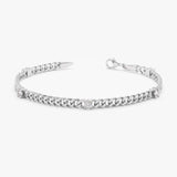 White Gold Multi Diamond Cuban Chain Bracelet