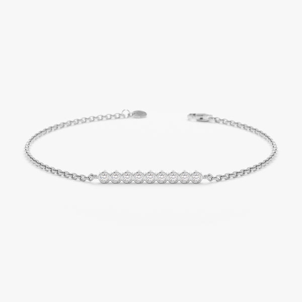 White Gold Bezel Diamond Bar Bracelet