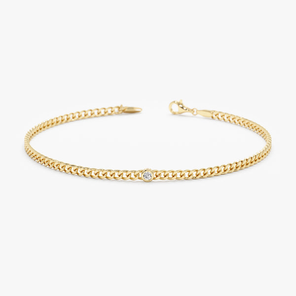 Bezel Diamond Cuban Chain Bracelet