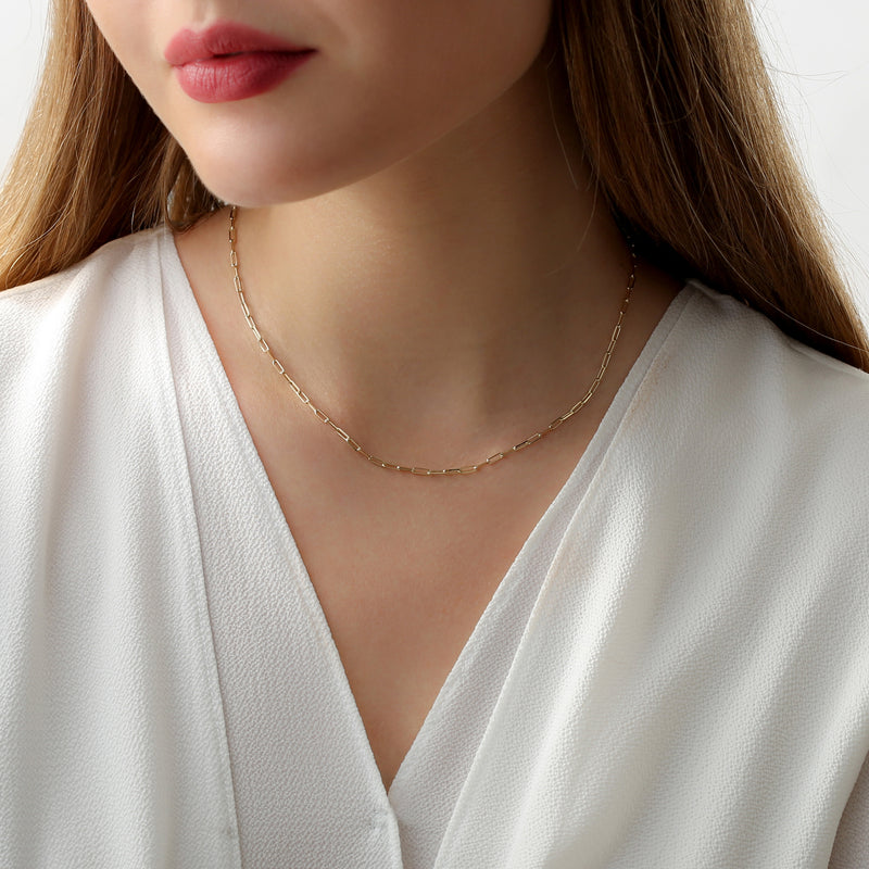 not hollow dainty paperclip chain necklace