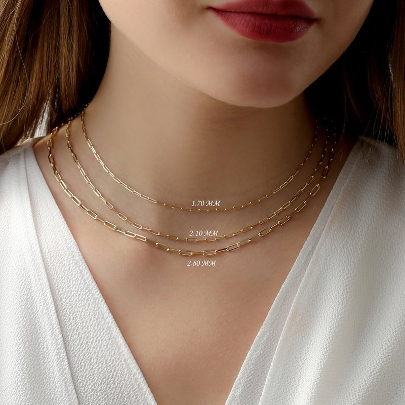 Delicate Paperclip Chain Necklace, Rose Gold / 16