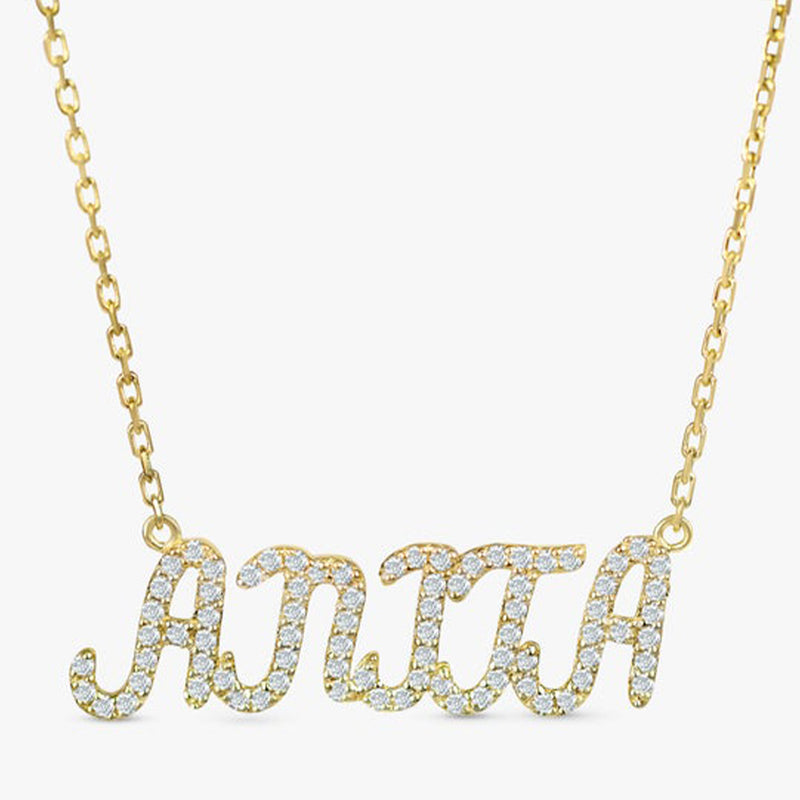 Yellow gold name necklace