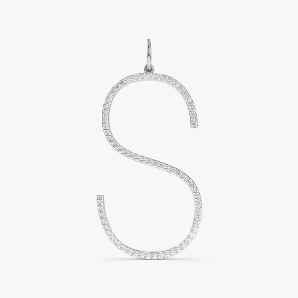 White Gold Large Diamond Initial Charm