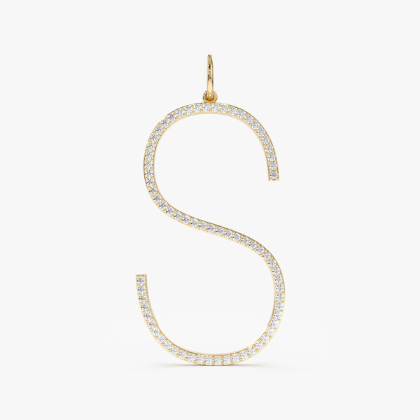 Yellow Gold Large Diamond Initial Charm