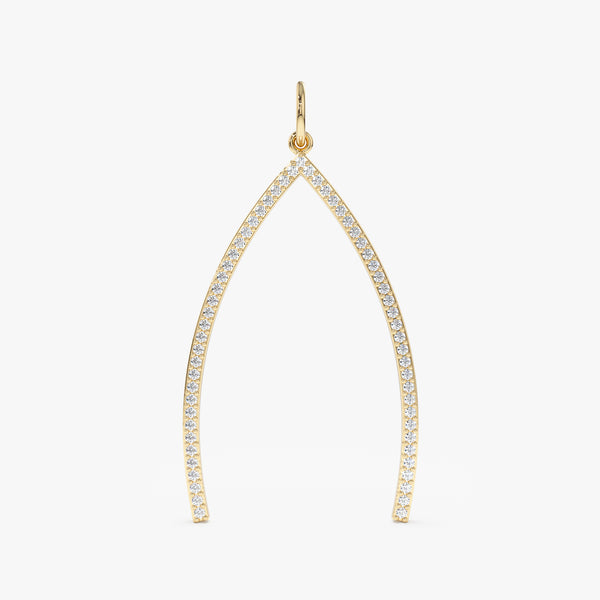 Yellow Gold Diamond Wishbone Charm