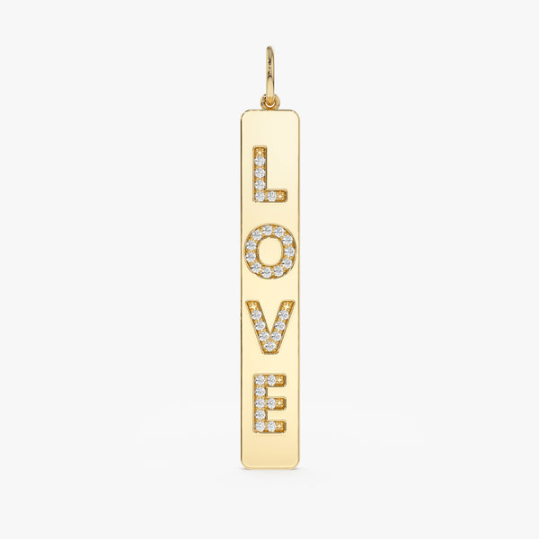 Handmade Solid Gold Diamond LOVE Necklace Charm, Sierra