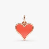 Rose Gold Red Enamel Heart Charm