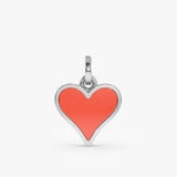 White Gold Red Enamel Heart Charm