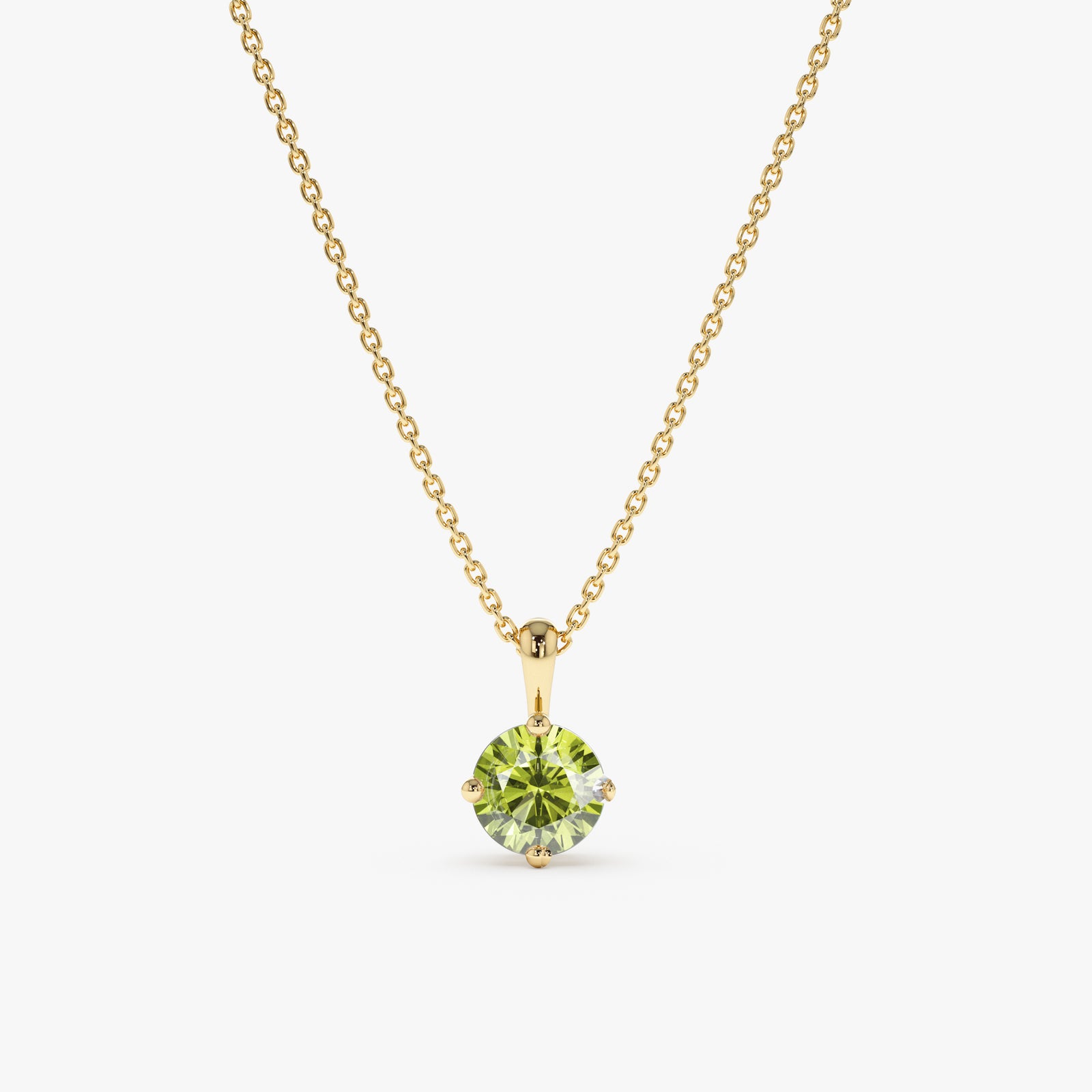 Natural Green Peridot Pendant Necklace in Gold Sarah Elise Jewelry