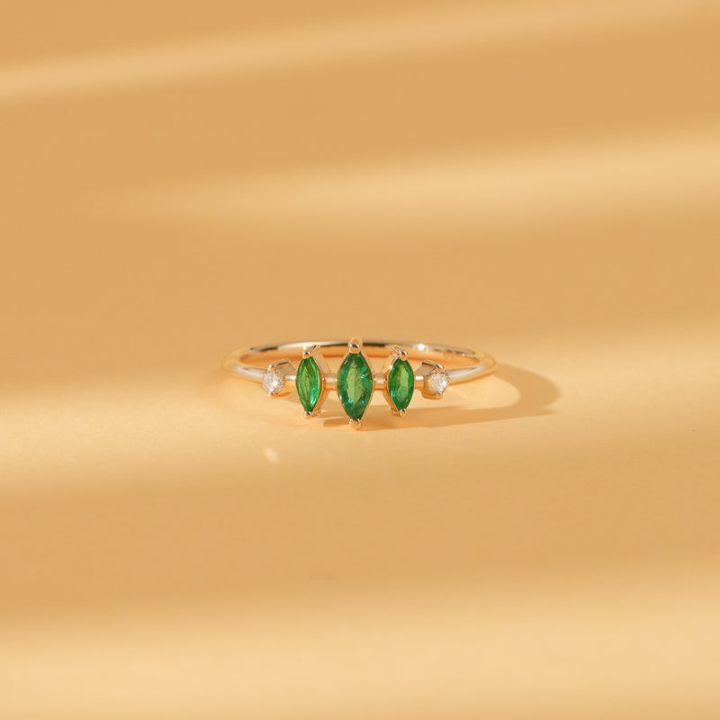 natural emerald and diamond band