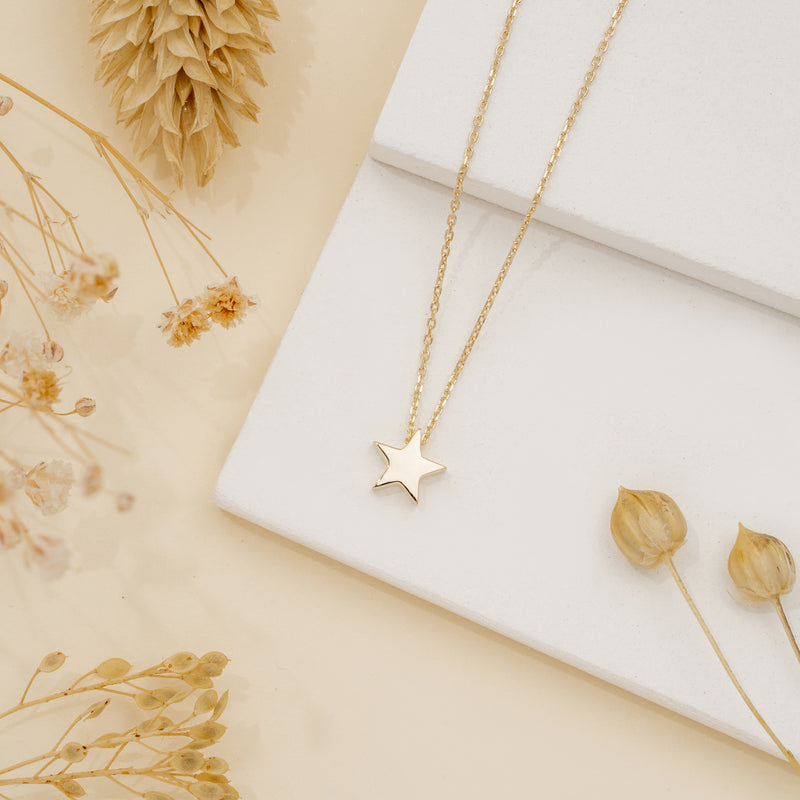 Handmade Solid Gold Star Necklace