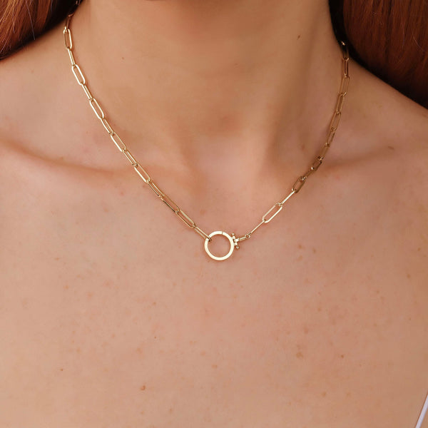 dainty gold charm hanger necklace in circle shape