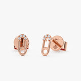 Rose Gold Diamond Safety Pin Earrings