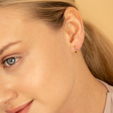 Tiny Gold Amethyst Huggie Earrings