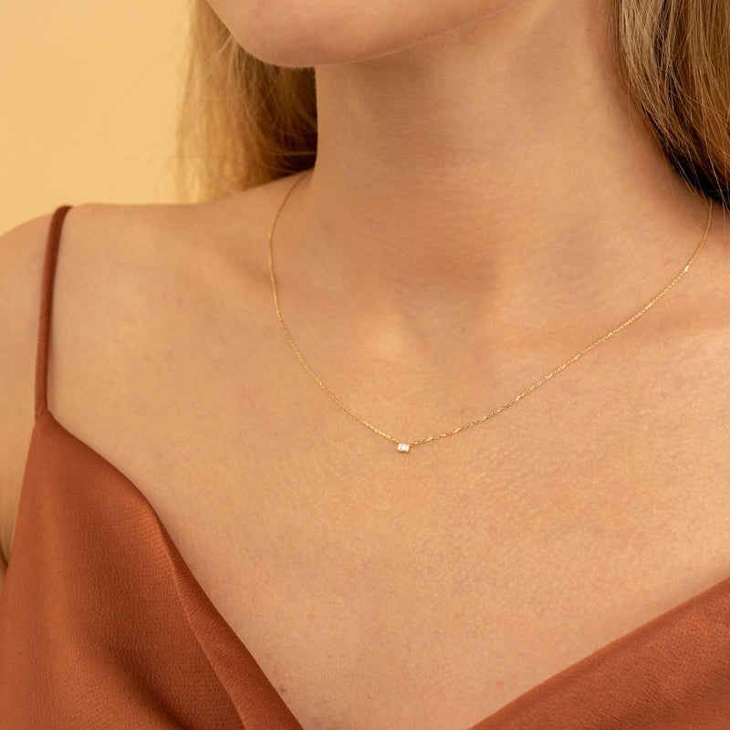 Mini Baguette Prong Necklace