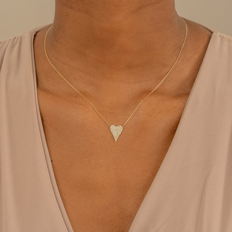 Elongated Diamond Heart Necklace - SARAH ELISE