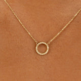 Yellow Gold Hoop Pendant Necklace