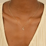 Natural Diamond Moon Pendant Necklace