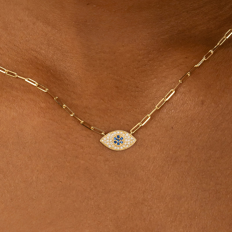 Diamond and sapphire protection necklace