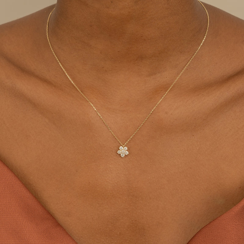 Natural Diamond Flower Necklace