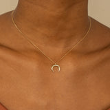dainty Solid Gold Crescent Pendant necklace