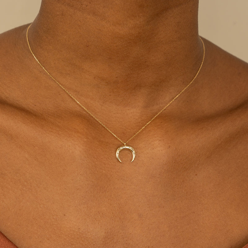 dainty Solid Gold Crescent Pendant necklace