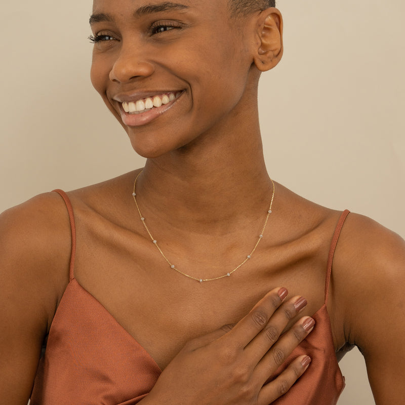 Handmade Multi Stations Diamond Necklace