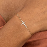 Paperclip Diamond Cross Bracelet