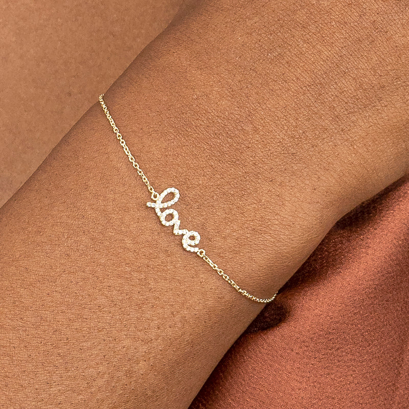 Cursive love bracelet deals