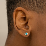 Minimalist Evil Eye Studs with Turquoise Gemstones