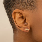 Gold and Diamond Leaf Studs