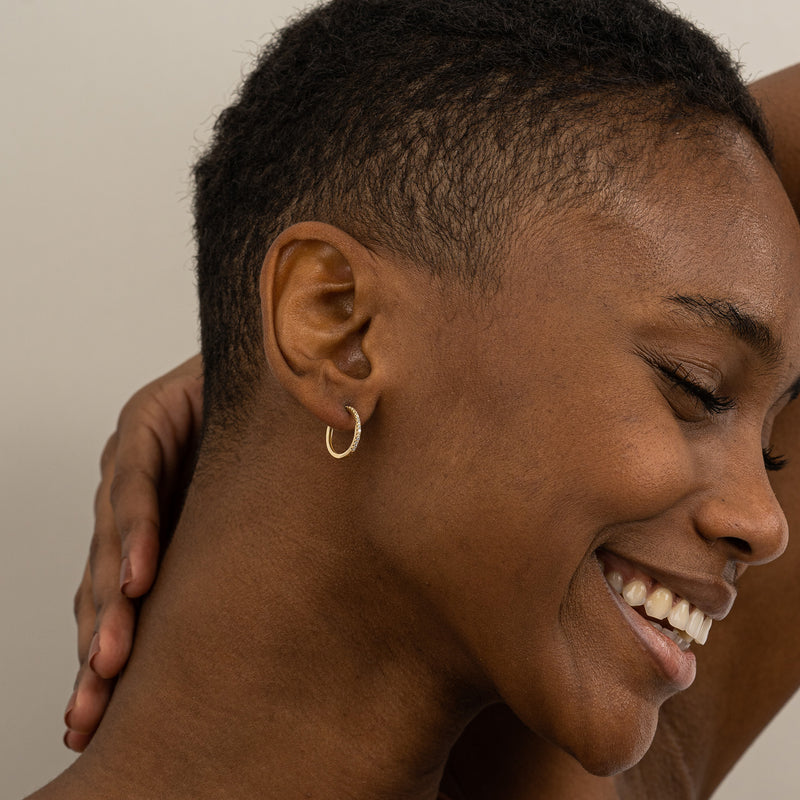 Solid Gold Diamond Hoop earring for her 