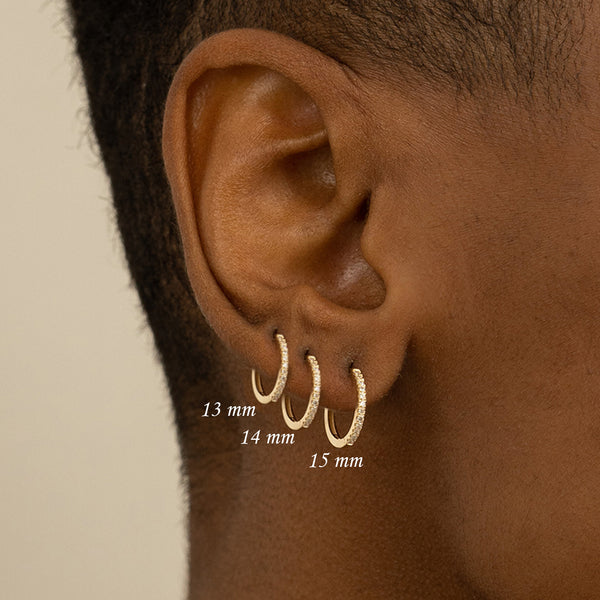 Solid Gold Diamond Hoop Earrings