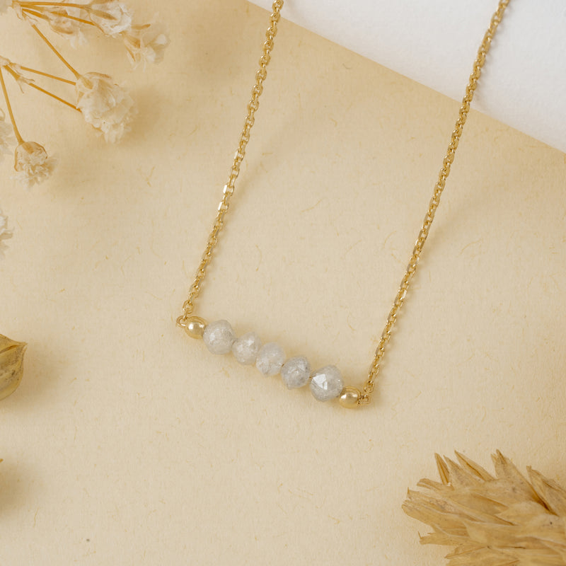 natural Gray diamonds bar pendant necklace