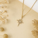 Yellow Gold Diamond Star Necklace